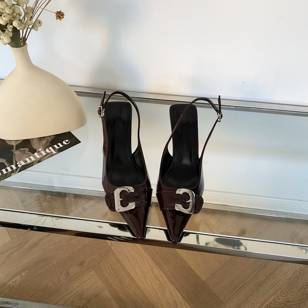 Femme Spidsede Slingback Hæle med Spænde-Detalje Stilla