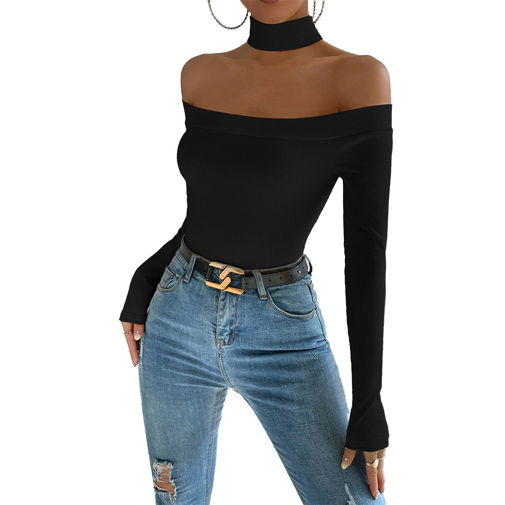 Kvinders off-shoulder langærmet top med elegant knudedesign Stilla
