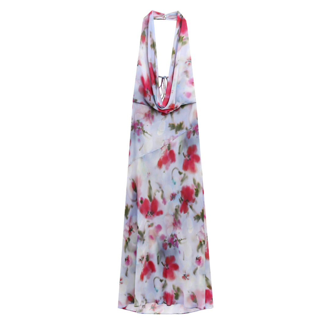 Femme Halter Neck Floral Maxi Kjole Stilla
