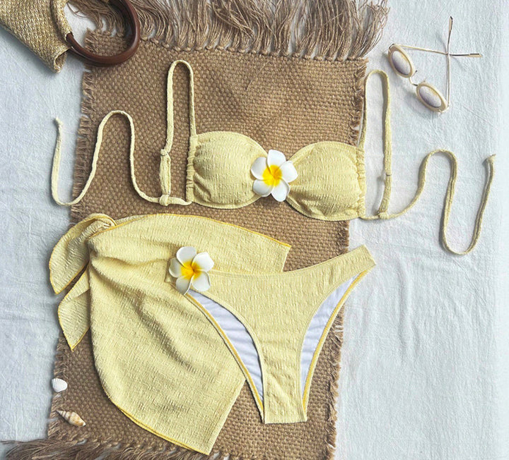 Damer Bandeau-bikini-sæt med elegant omslagsskjørt Skovae