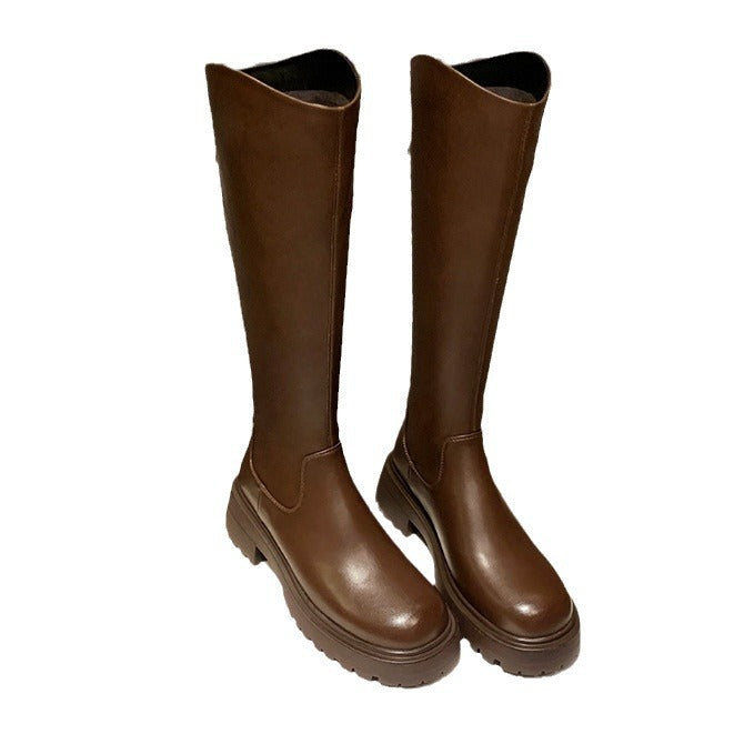 Dame Knælange Chunky Heel Støvler med Lynlåsdetalje Stilla