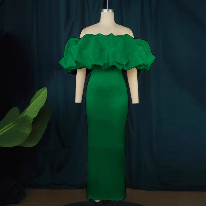 Damer Elegant Off-shoulder Maxikjole med voluminøse flæsekanter Skovae
