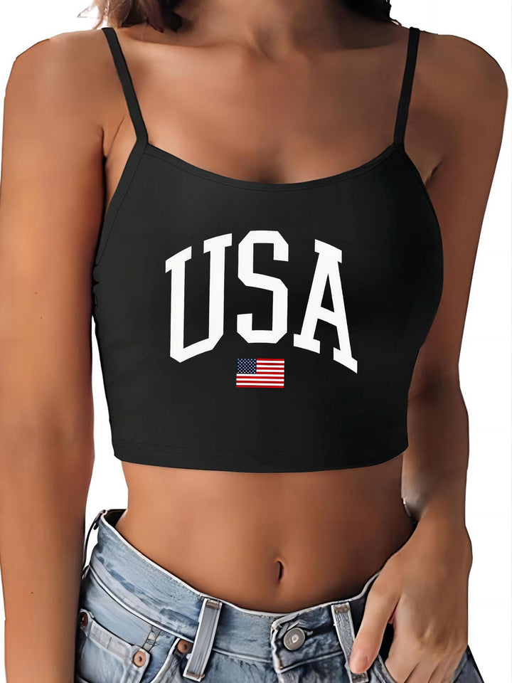 Dame Crop-top med motiverende statementtryk og fine spaghetti-stropper Skovae
