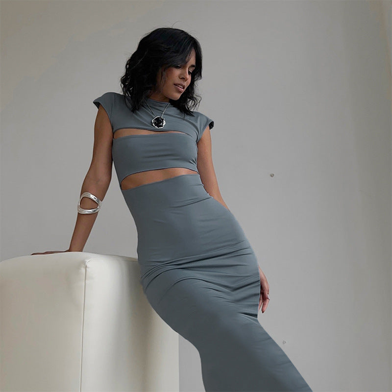 Dame elegant maxikjole med modeller i cut-out stil og figursyet snit Stilla