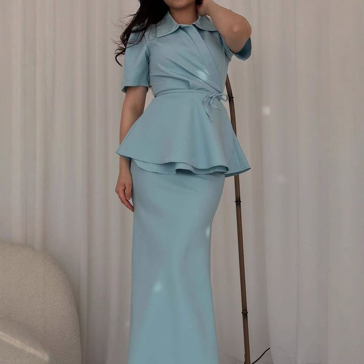 Dame-Peplum-Top og Maxiskørt-Sæt Stilla