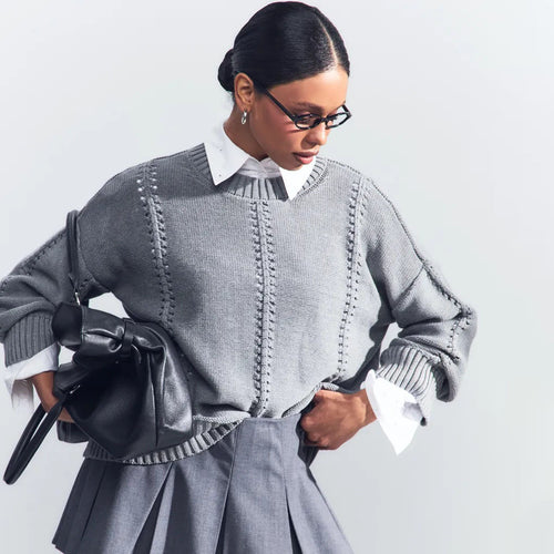 Kvindernes afslappede strikkede sweater med luftig struktur Stilla