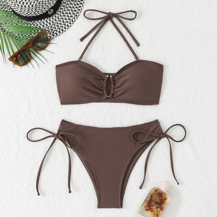 Dame bandeau-bikini sæt med justerbare stropper Skovae