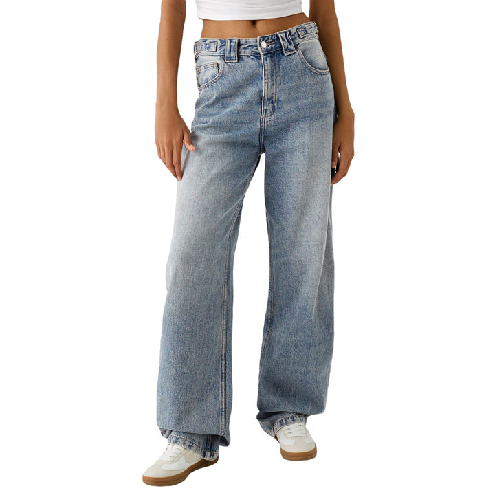 Dame baggy høj talje denim bukser med praktiske lommer Stilla
