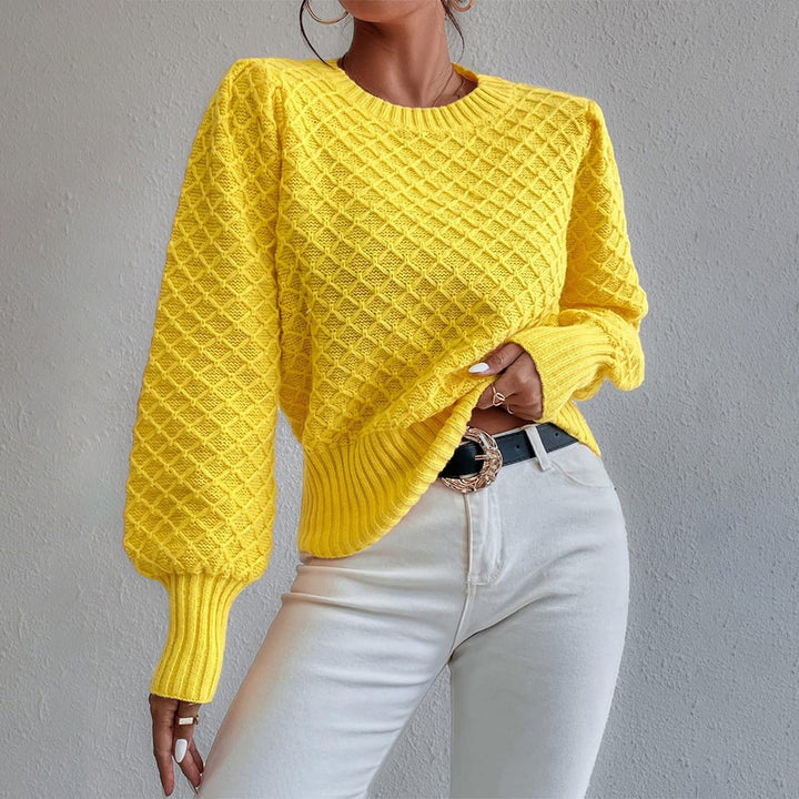 Stilla | Pullover Sweatshirt Uldblanding Relaxed Fit Steppemønster Rund halsudskæring