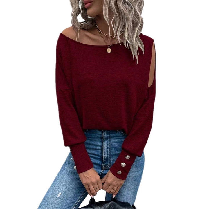 Dame afslappet longsleeve T-shirt med skulderudskæringer Stilla