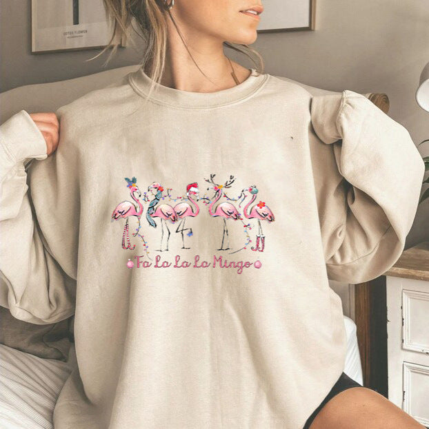 Dame sweatshirt med original flamingo motiv og afslappet snit Stilla