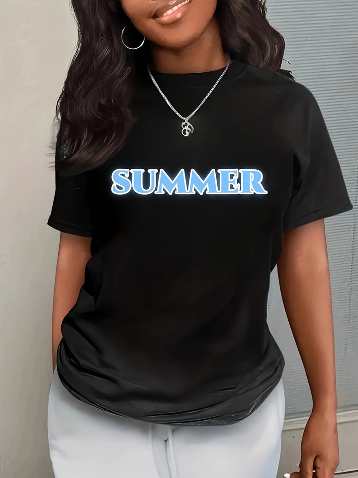 Dame Behagelig T-Shirt med trendy Sommer-print Stilla
