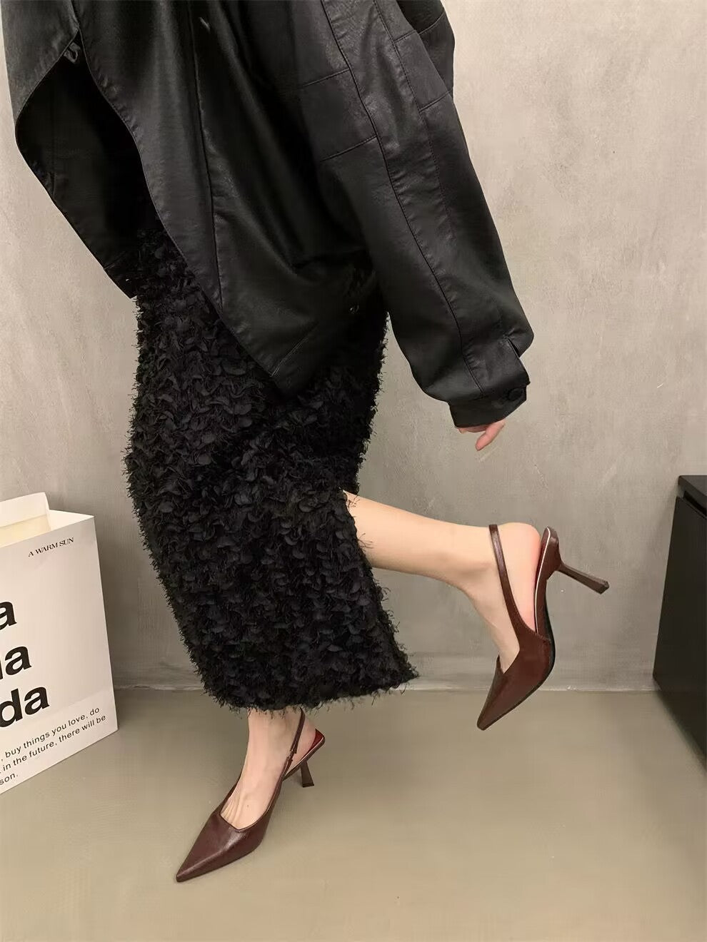 Dame spidse Slingback-hæle med rem-design Stilla