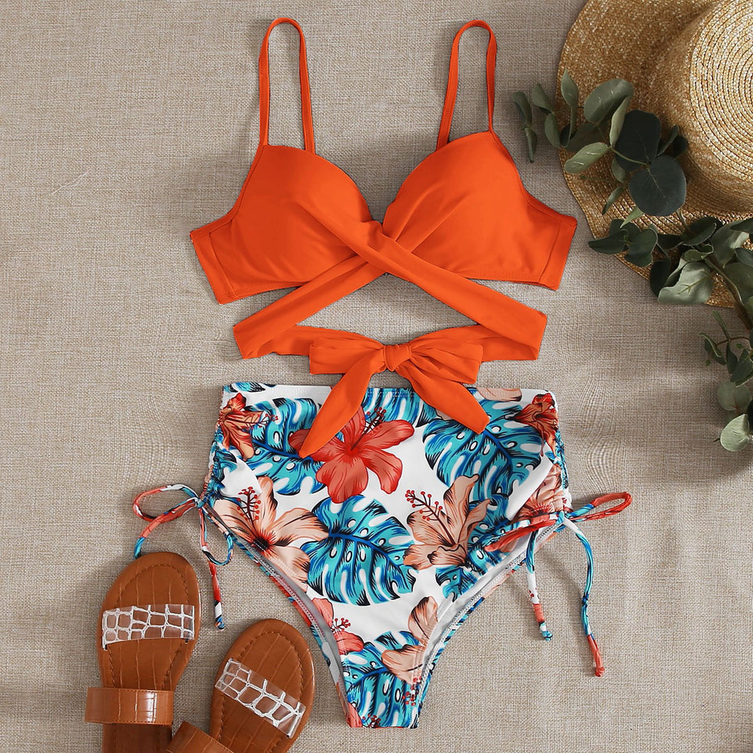 Dame bikiniset med justerbare stropper og legende blomsterdesign Stilla