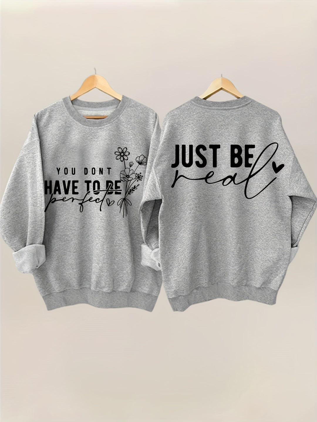 Kvinders afslappede sweater med inspirerende budskaber Stilla