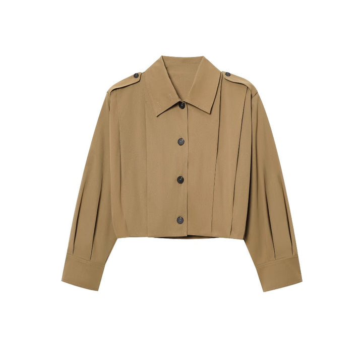 Femme Cropped Militærstil Knap-Jakke Stilla