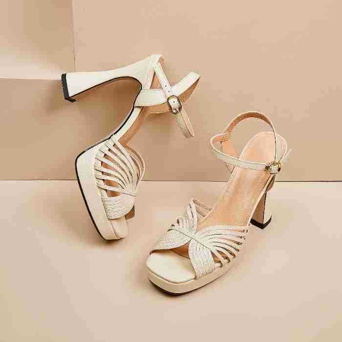 Dame Strappy Platform Sandaler med geometrisk blokhælsdesign Stilla