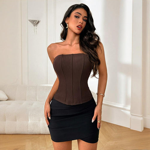 Dame Bustier-top med figurskabende design Skovae