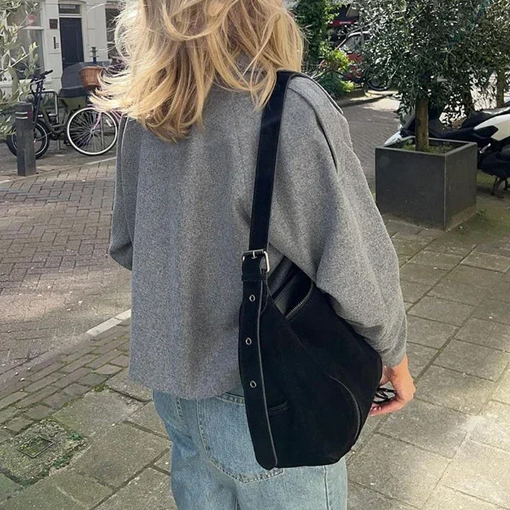 Dame Stilfuld Uldjakke i Cropped-design med klassisk revers og dobbelt møbleret knaplukning Stilla