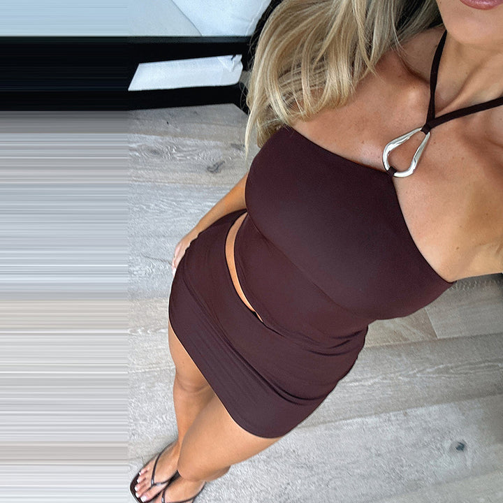Kvinder Cut-Out Halter Mini Kjole Stilla