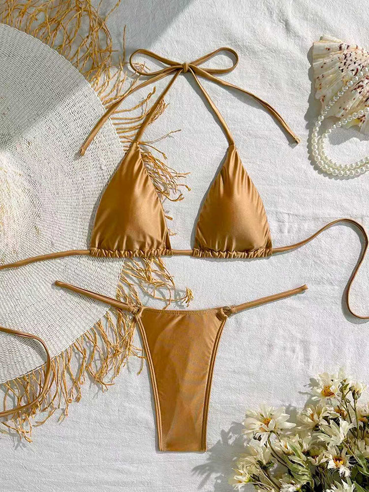 Dame trekant-bikini med raffineret frynse-detalje Skovae