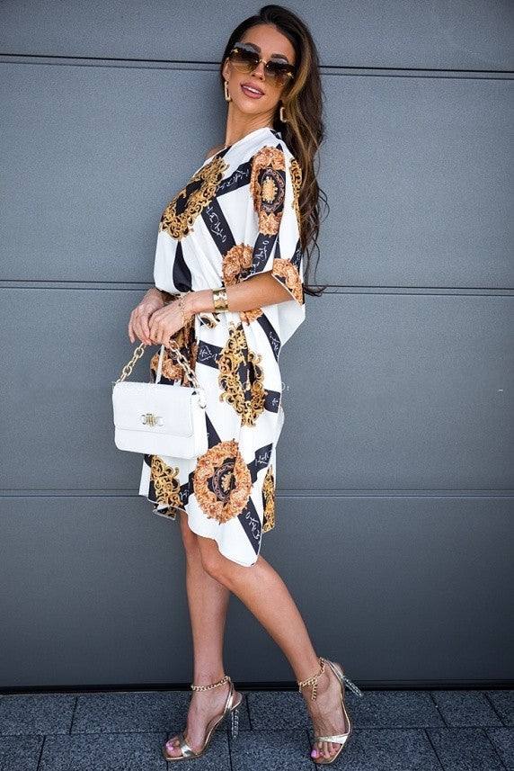 Stilla | Off Shoulder Bred Ærme Overstørrelse Bluse Midi Kjole