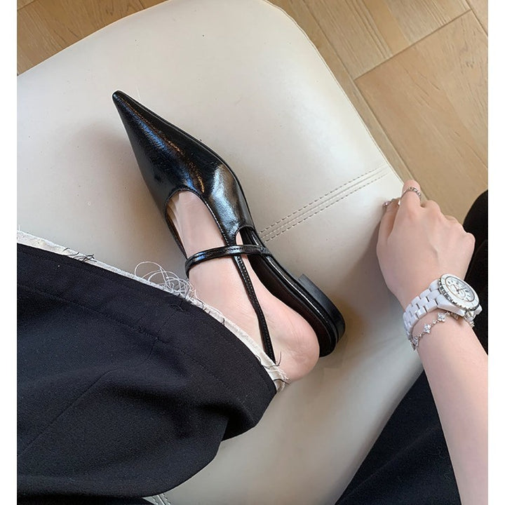 Dame elegante spidse Slingback-Flats med to-rem design Stilla