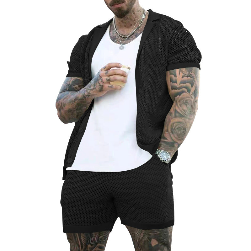Herre åndbart sportoutfit med moderne netdesign Stilla