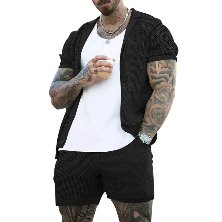 Herre åndbart sportoutfit med moderne netdesign Stilla