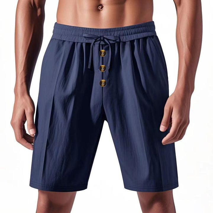 Herrer fritidsshorts med dekorative knapper og elastisk bånd Stilla