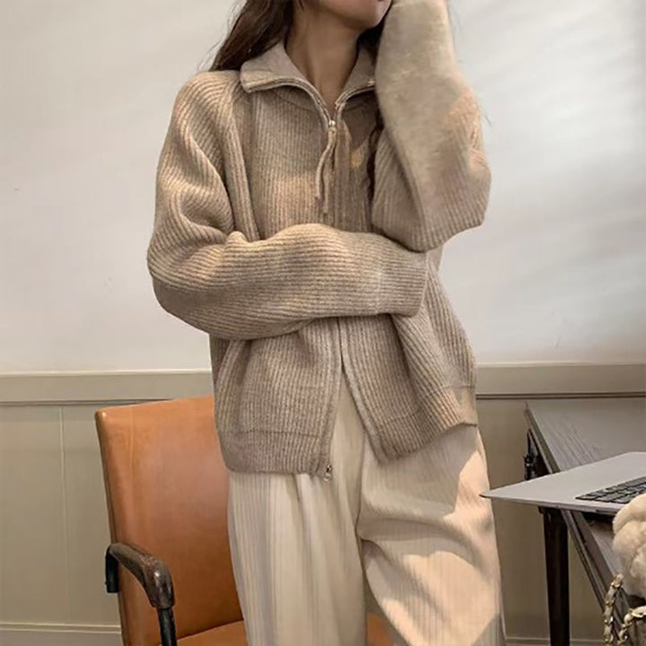 Kvinders cardigan med asymmetrisk lynlås Stilla