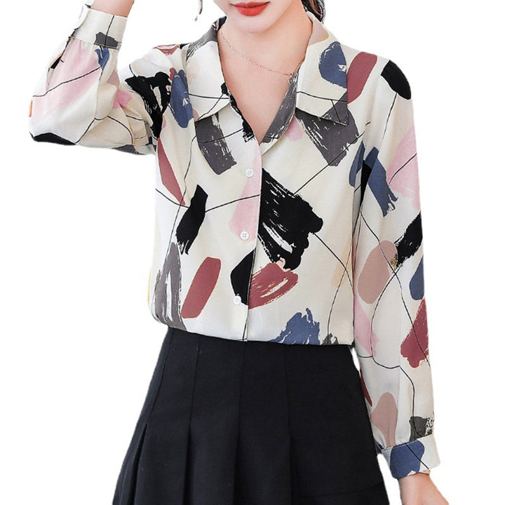 Dame mode bluse med geometrisk mønster Stilla