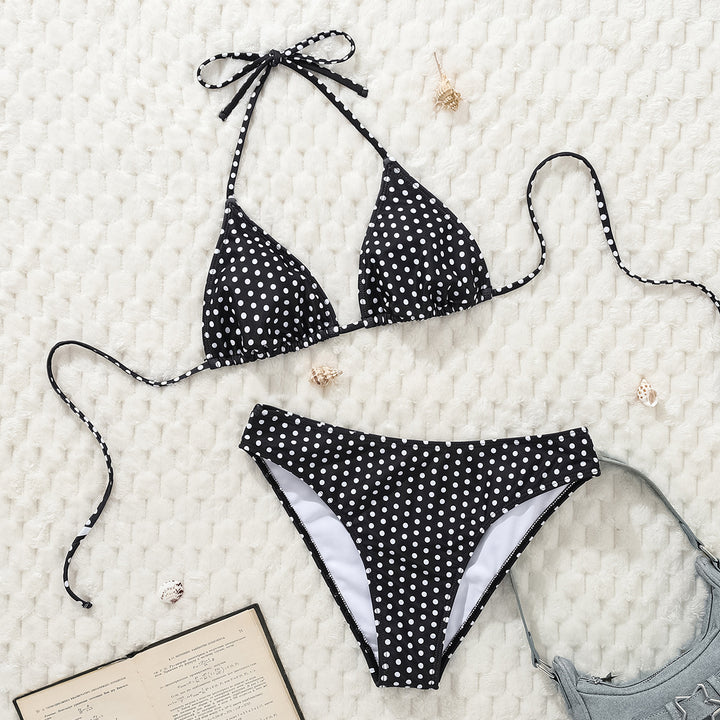 Dame Triangel-Bikini med punktligt design Skovae