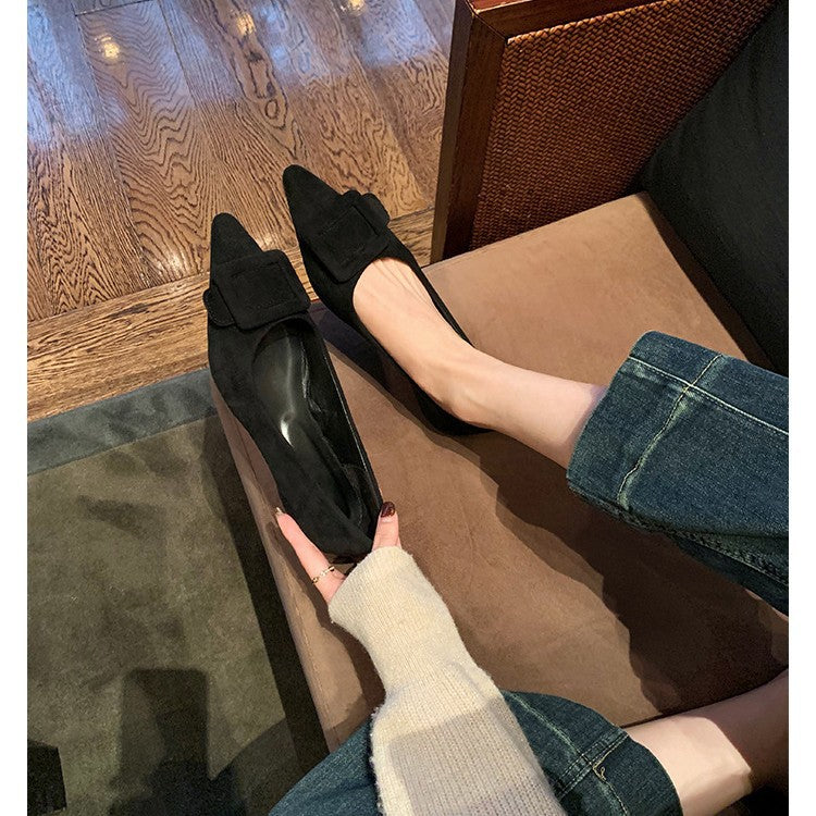 Dame Elegant Spids Tå Ballerina Flats med Sløjfedetalje Stilla