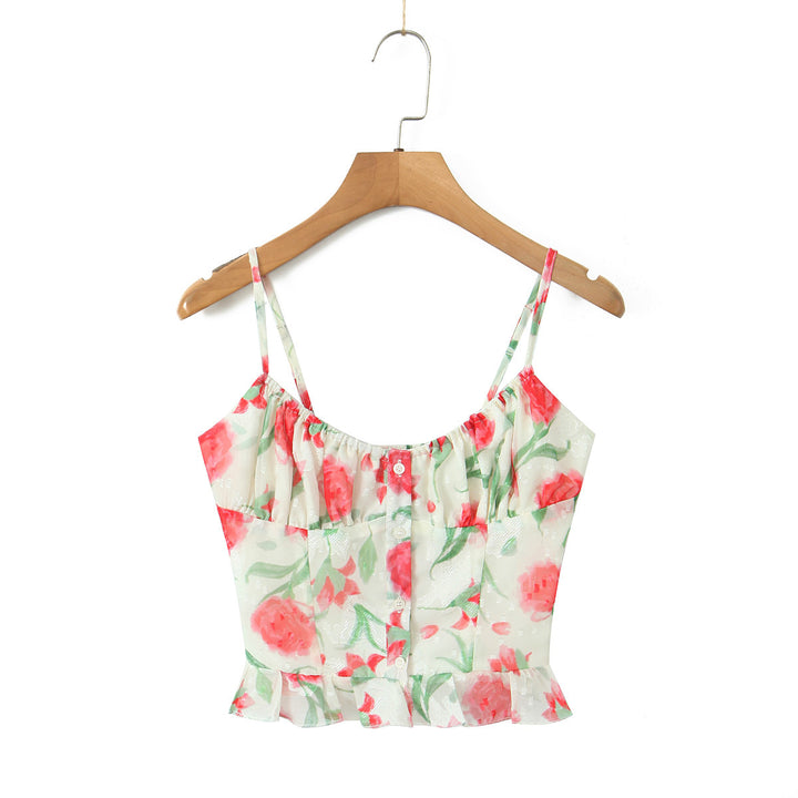 Dame Bluser-Top med blomsterdesign og peplum snit Stilla