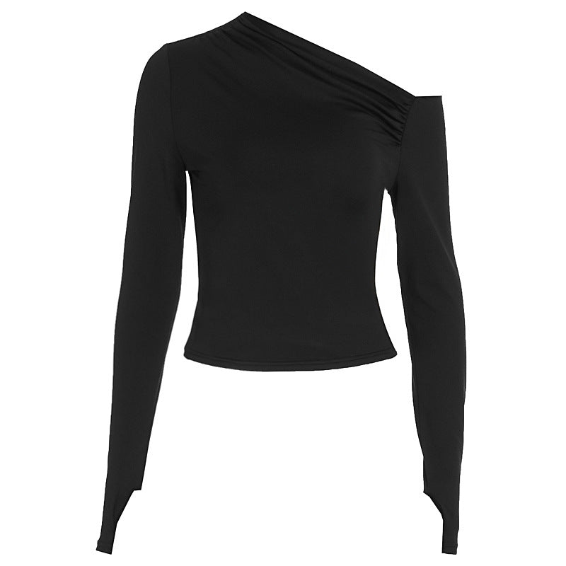 Dame Elegant asymmetrisk langærmet top Skovae