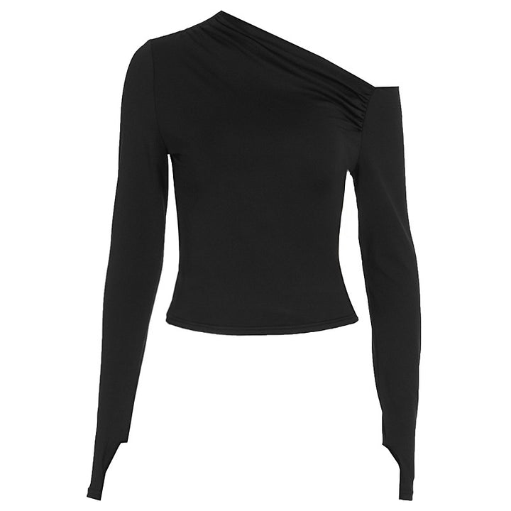 Dame Elegant asymmetrisk langærmet top Skovae