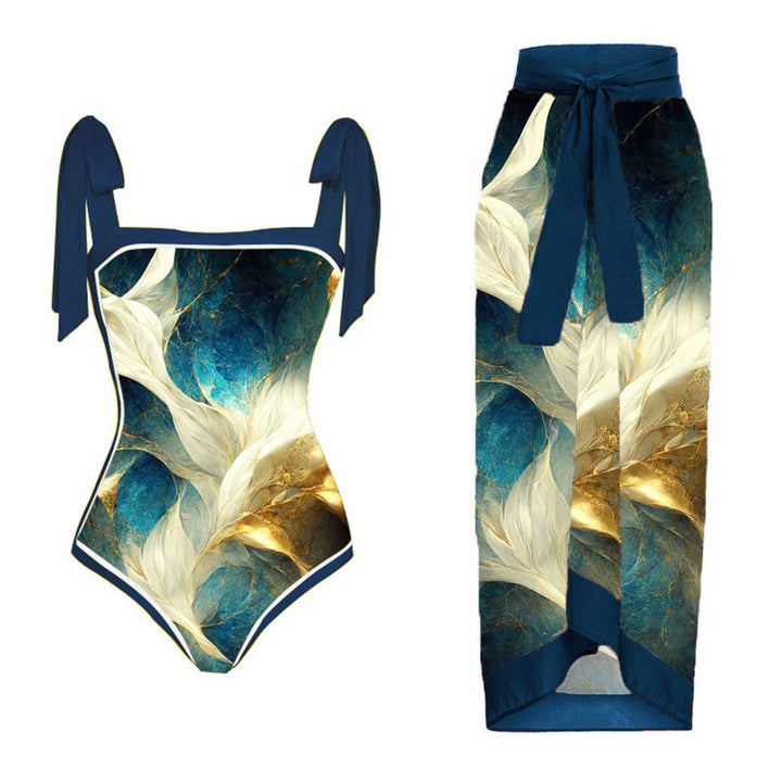 Dame Bikini-sæt med blomsterdesign og elegant overkjole Skovae