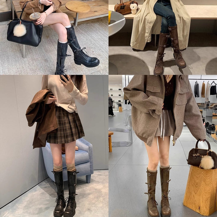 Dame Knælange Combat Boots Stilla