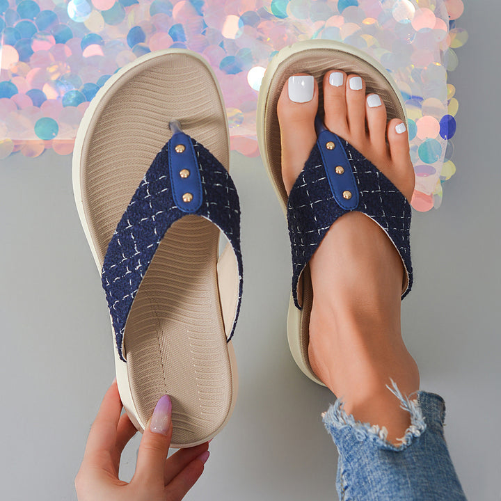 Dame flip flops med mode dekorationer og skridsikre såler Stilla