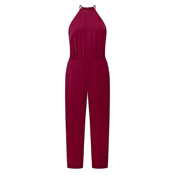 Dame elegant Jumpsuit med vidde ben og suave stropper Stilla