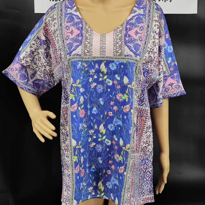 Damebluse i boho-stil med V-udskæring Stilla