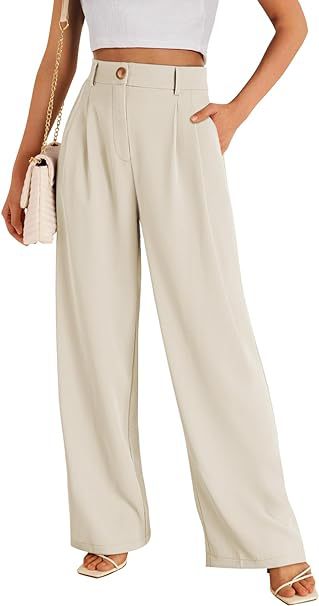 Dame bred High-Waist bukser med elegant frontfold og praktiske lommer Stilla