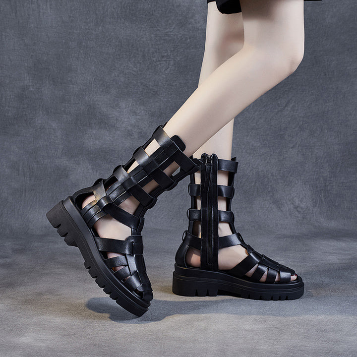Dame Woven Open-Toe Ankel Støvler Stilla