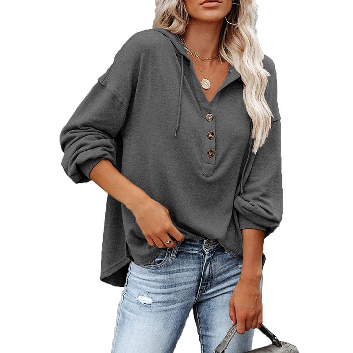 Dame afslappet hoodie med knaplukning Stilla