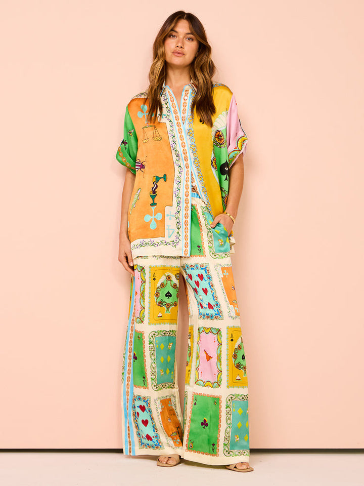 Dame Mode To-dels Sæt i Farverig Patchwork Stil Stilla