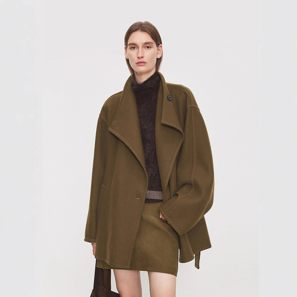 Damer elegant oversized frakke med bindebånd Stilla