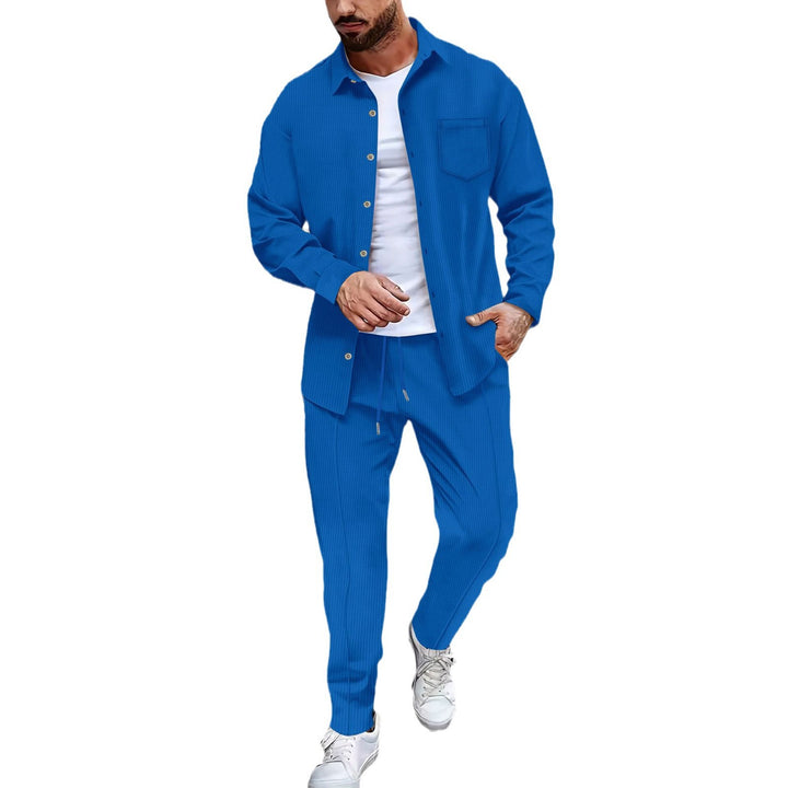Herrer elegant fritidssæt med ribbet design Stilla