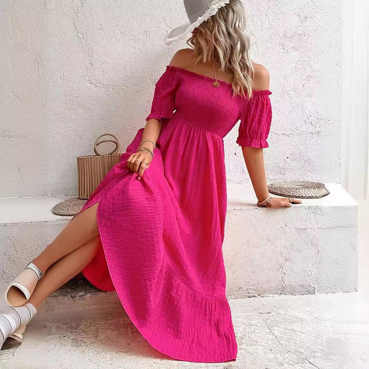 Frau Off-Shoulder Skik Maxi Kjole Stilla