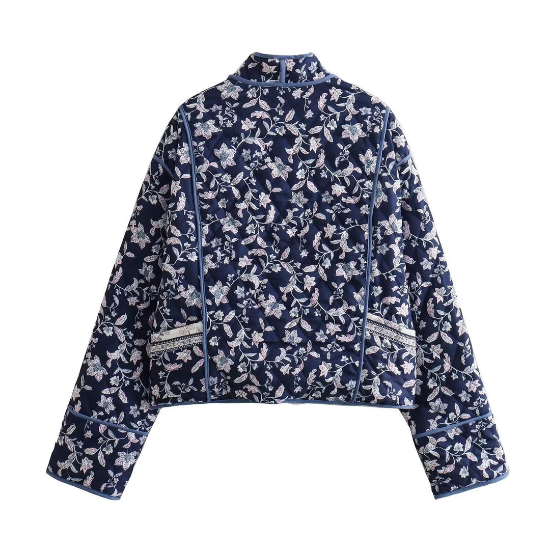 Dame kimono-stil jakke med blomsterdesign og kontrasterende detaljer Stilla